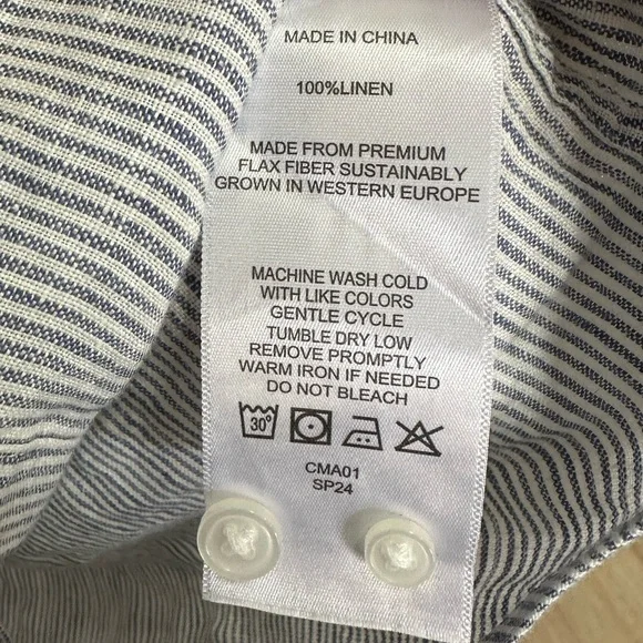 Women’s Linen Striped Blue & White Shirt - Picture 3 of 3